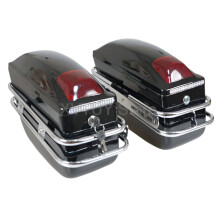 Universal Motorcycle Saddle Bags with Waterproof Hard Case and Integrated Lamp for Honda & Suzuki