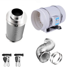 220V Centrifugal Fan & Activated Carbon Air Filter Set for LED Grow Light - I for Indoor Hydroponics, Grow Tents, and Greenhouses (4-8 Inch Options)