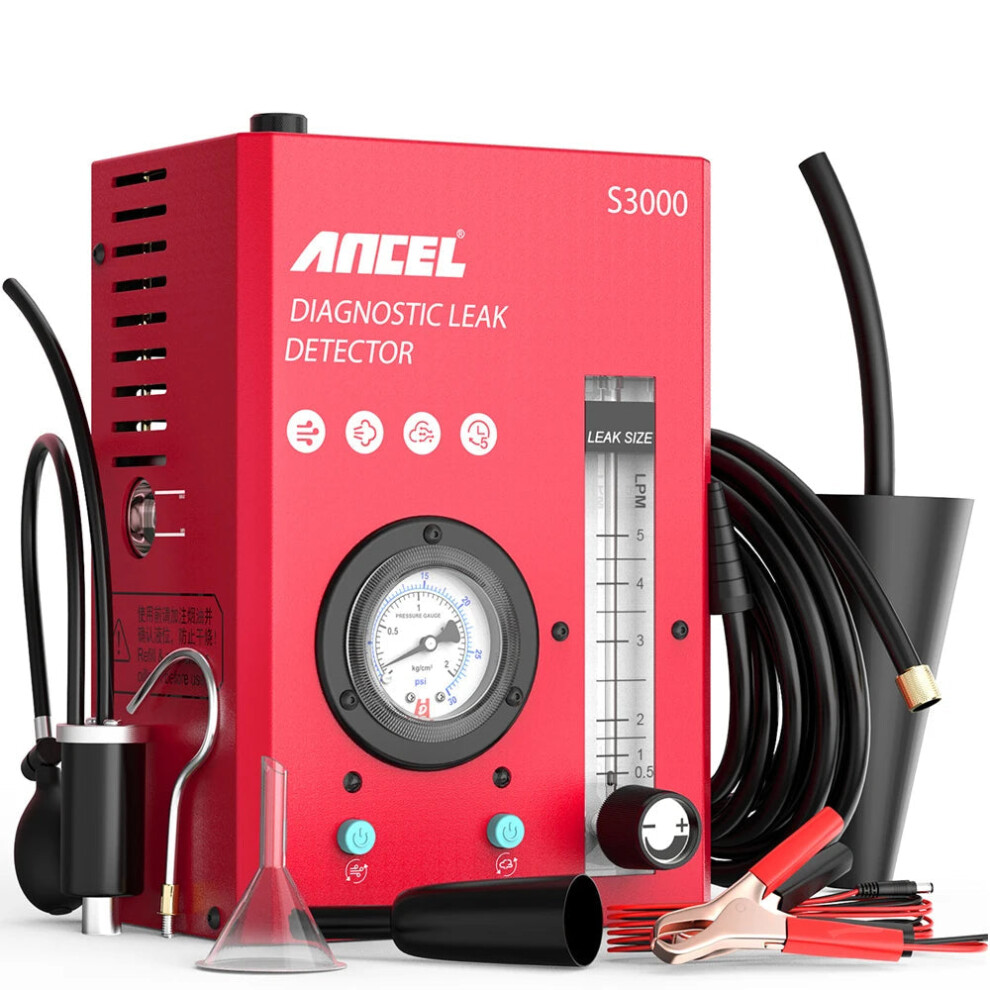 Ancel S3000 Car Smoke Leak Detector With Built-In Air Pump - 12V Evap Diagnostic Tool & Vacuum Tester For Motorcycle Fuel Pipe Leakage Detection 744759697943