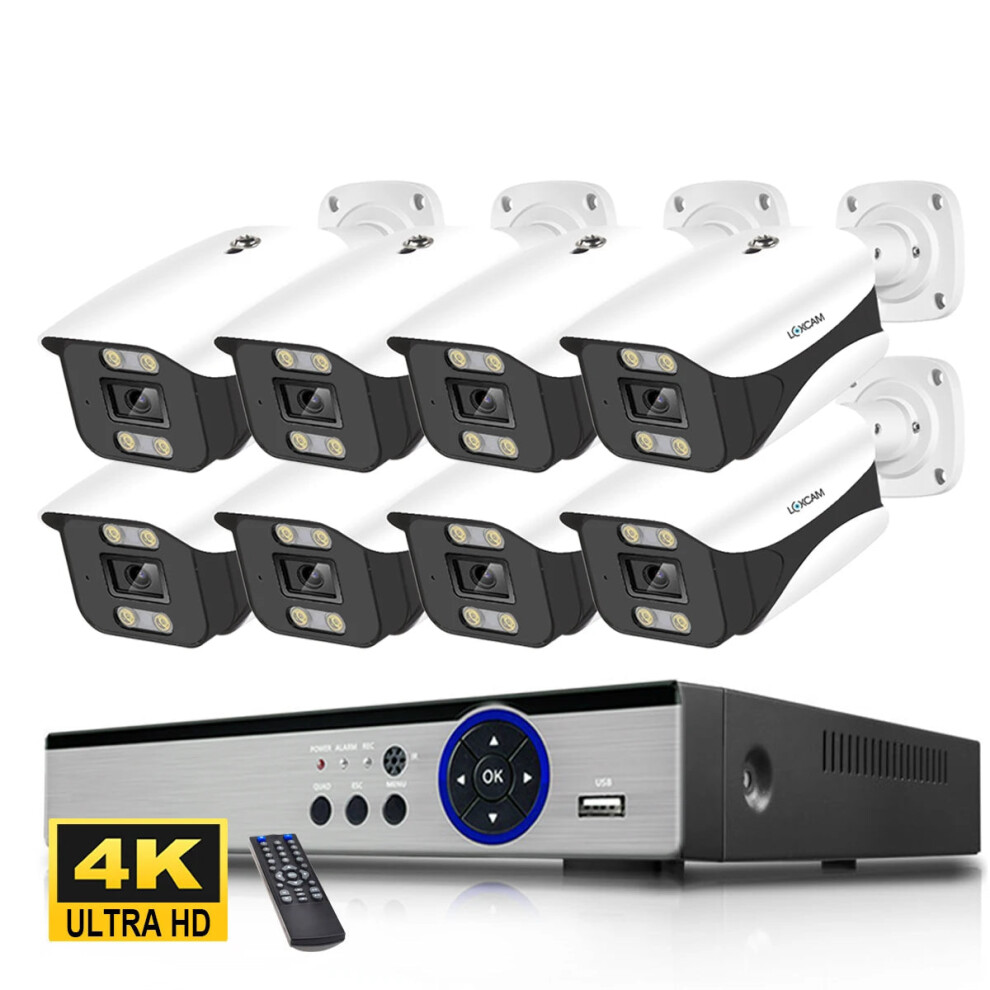 8Mp H.265 4K Ultra Hd Poe Security Camera System With Color Night Vision - Waterproof Outdoor Surveillance Nvr Kit By Xmeye 313041992945