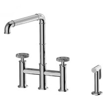 Premium Brass Double Handle Kitchen Faucet with Bidet Spray - Industrial Design
