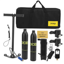 Compact 0.5L Scuba Oxygen Cylinder Kit with Breathing Valves, Air Pump & Storage Bag for Diving Enthusiasts