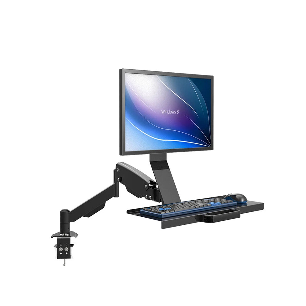 Ergonomic Sit-Stand Workstation: Full Motion Desktop Monitor & Keyboard Holder With Gas Spring Arm 313030495419