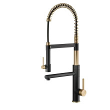Elegant Black Brass Kitchen Faucet with Magnetic Pull-Out Design - Dual Handle Control for Hot & Cold Water, 2-Function Tap