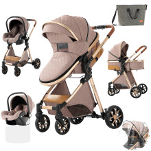 3-in-1 Lightweight Baby Stroller & Car Seat Combo - Four-Wheel Newborn Carriage