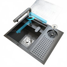 Compact Stainless Steel Multifunctional Kitchen Sink with Hidden Cup Washer and Cover Plate