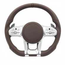 Sport Style Brown Steering Wheel for Mercedes-Benz AMG Models: W204, W205, W177, W213, W221, W222, W464, G350, G63, G65, G500, GLC, GLE, GLS, GLA