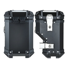 Durable 38L Black Motorcycle Side Saddlebags with Key Lock - Aluminum Storage Trunk Set (2pcs)