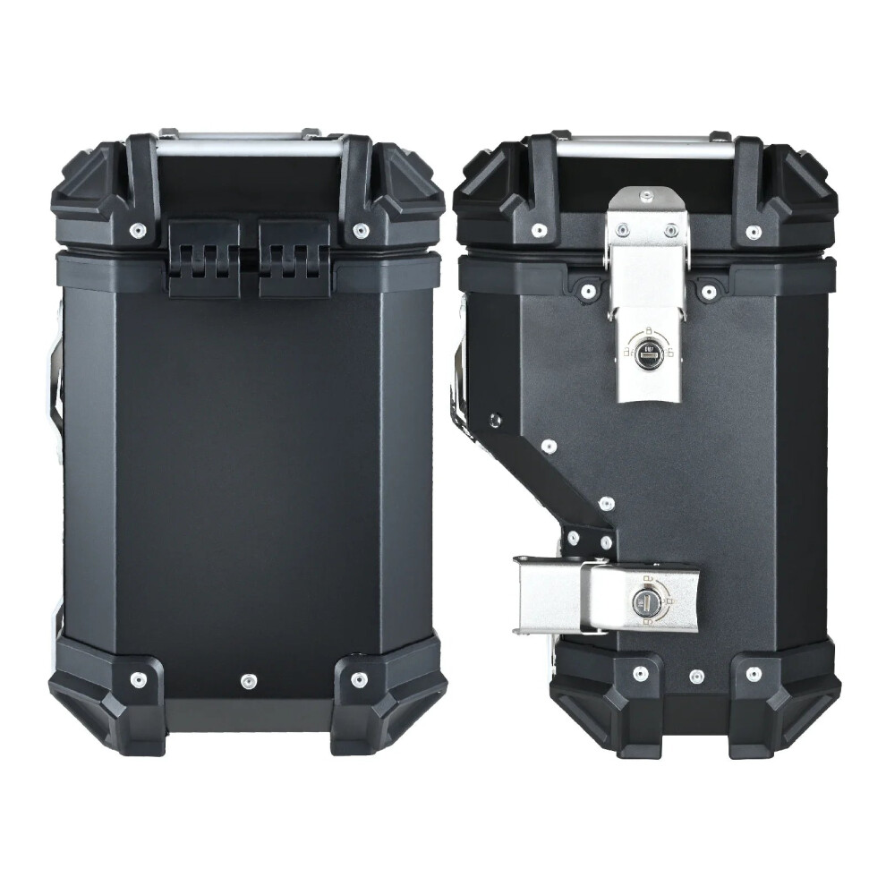 Durable 38L Motorcycle Side Saddlebags With Key Lock - Aluminum Storage Trunk Set (2Pcs) Black 7445005619643