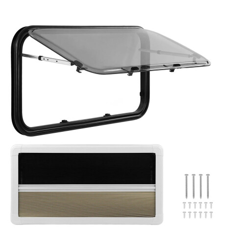 Round Corner Double Layer UV Protection Sliding Window for Caravan, Trailer, and RV - Pull Push RV Accessories