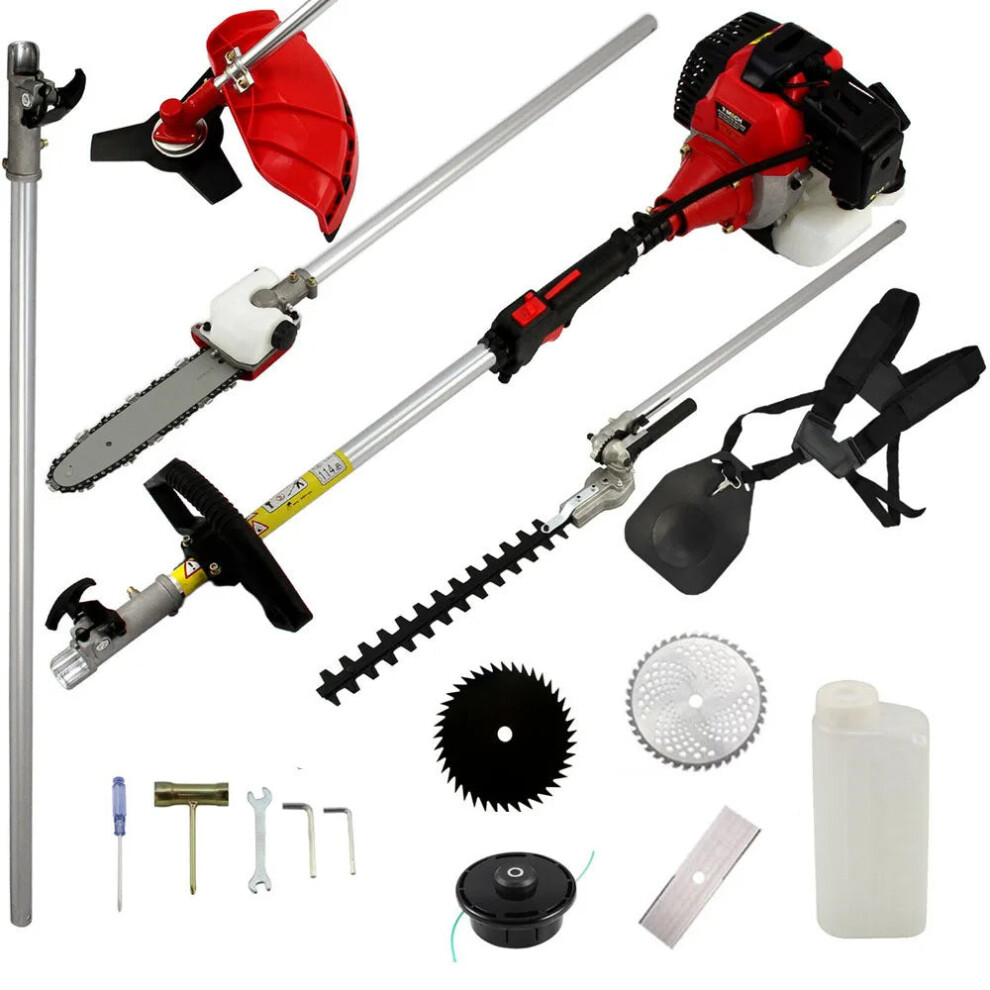 Powerful 52Cc 5-In-1 Petrol Garden Multi-Tool: Hedge Trimmer, Chainsaw, Brush Cutter & Strimmer 744110453362