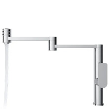 Customized Chrome Deck-Mount Brass Kitchen Sink Faucet with Dual Spouts & Foldable Rotating Design