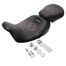 Premium Harley CVO Street Road King Dual Light Motorcycle Seat Cushions - Front & Rear Modified Motorbike Saddle (Fits 2009-2021 Models)