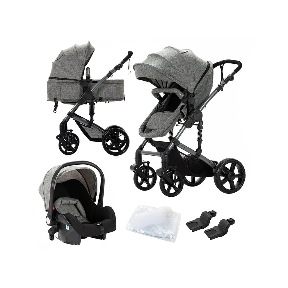 2024 High Fashion 3-in-1 Foldable Baby Stroller & Car Seat Combo - Newborn Travel Pram with Elevated Design