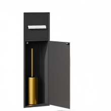 Custom Stainless Steel Toilet Brush & Tissue Box Niche Cabinet - Wall Mounted Metal Finish