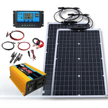 Ultimate 4000W Power Inverter & 1000W Solar Panel Kit with 10A/100A Controller - Versatile 12V/110V/220V Power Supply for Camping & Automotive Batter