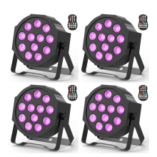 Yiflamefly 4-Piece LED Par Light Set with Remote - 12x18W RGBW 4-in-1, Built-in Battery, Strobe Stage Lighting, DMX512 for Parties, Weddings, and Bar