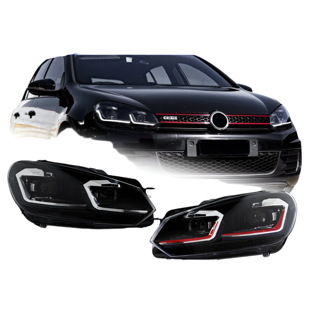 Akd Led Headlamp For Vw Golf 6 Mk6 (2009-2012) - Drl, Turn Signal, High Beam, Angel Eye Projector Lens 313110043011
