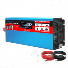 Pure Sine Wave Car Inverter 2000W/3000W - 12V to 220V with Voltage Display & Remote Control