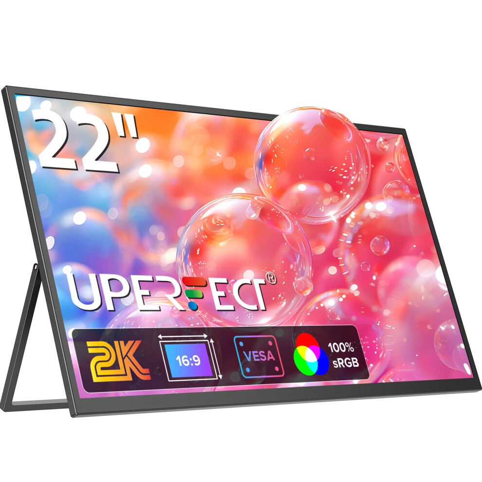Uperfect 22 2K Qhd 1440P Ips Monitor With 100% Srgb & Kickstand - Compatible With Laptop, Pc, Mac, Phone, Ps5 & Game Consoles 744759534538
