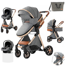 3-in-1 Lightweight Baby Stroller with Four Wheels - Newborn Baby Carriage and Pram