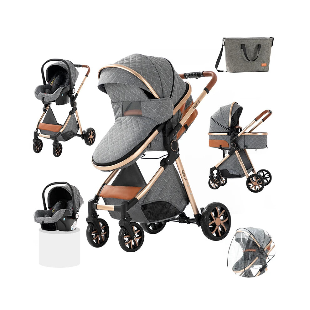 3-in-1 Lightweight Baby Stroller with Four Wheels - Newborn Baby Carriage and Pram