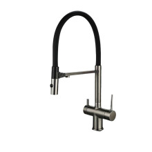 Brushed Gold Brass Kitchen Faucet with Dual Control & Water Filtration