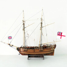 HMS Halifax 1775 Wooden Model Kit - 1:50 Scale Full Ribs Sailboat DIY Assembly with English Manuals for Adults