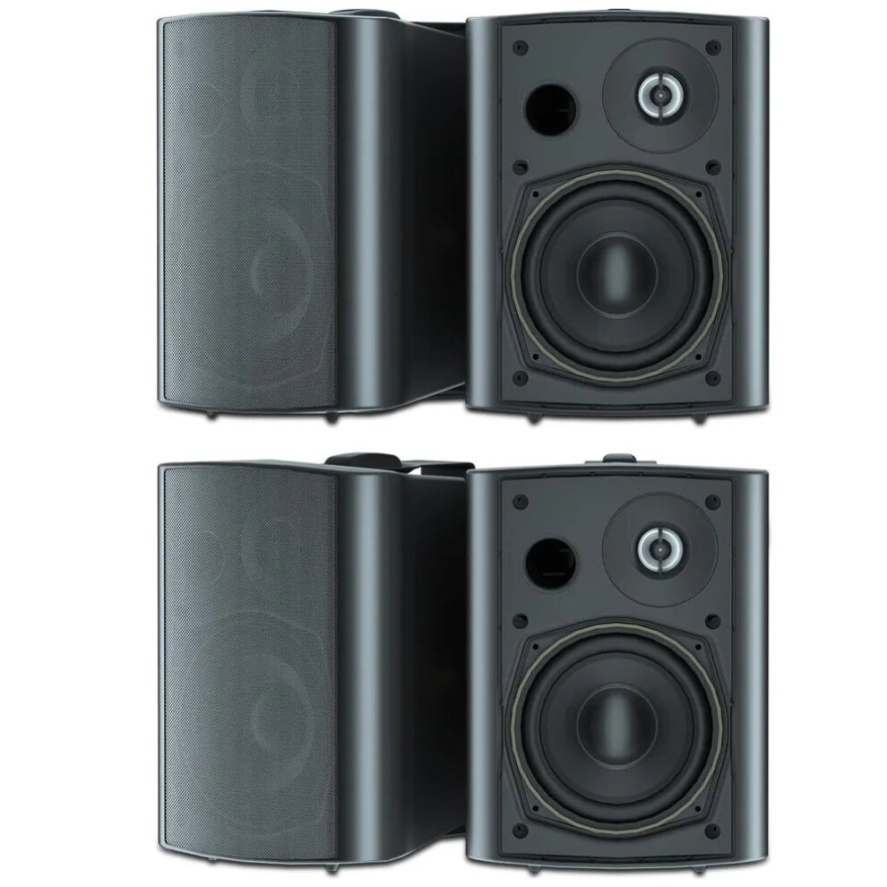 Herdio 4-Pack 5.25 600W Indoor/Outdoor Bluetooth Speakers - All-Weather Wired Wall Mount System For Patio & Deck 726084530775