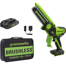 Greenworks 24V TruBrushlessâ„ Pruning Saw Mini Chainsaw with Tool Bag - Perfect for Storm Cleanup, Pruning, and Camping