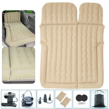 Compact PVC Travel Inflatable Car Mattress - Beige & Black, Fits Most Small Cars - I for Adults