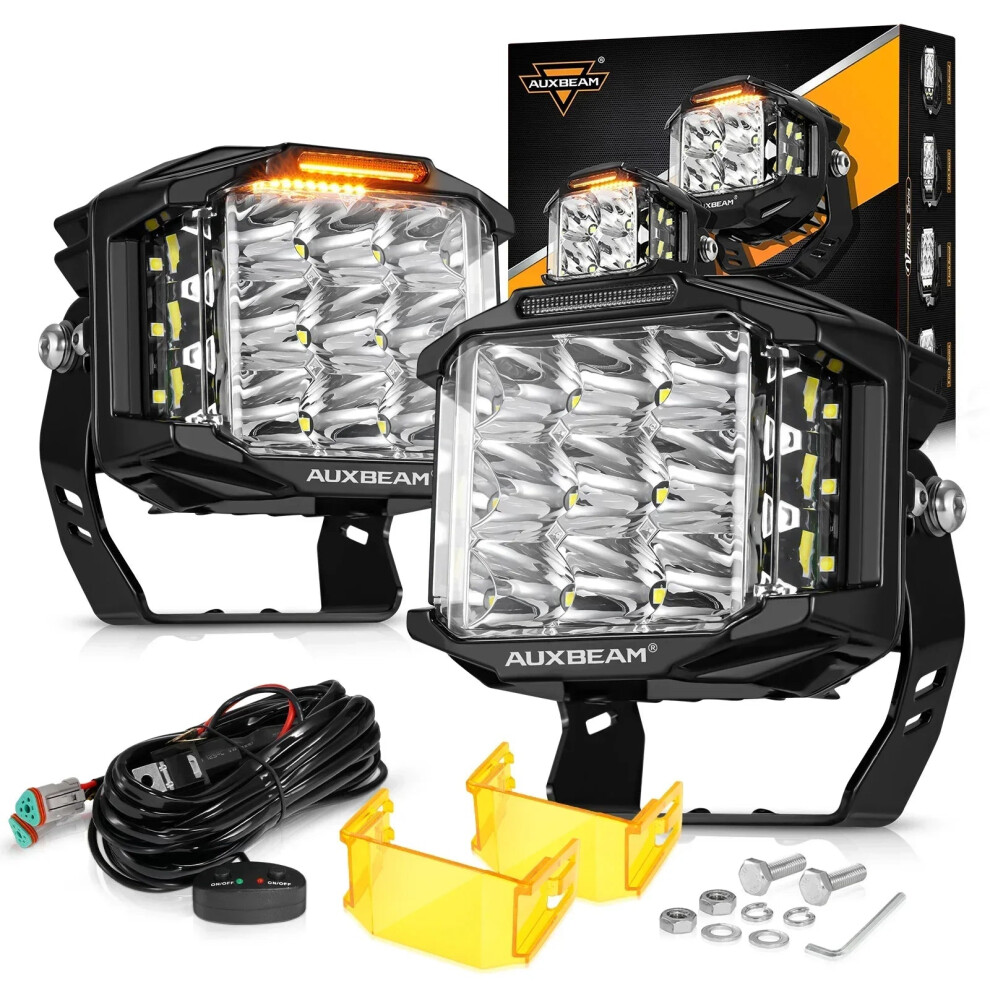 Auxbeam V-Max Series Led Work : 4.5 & 7 Shell Combo Beam Side Shooter - Offroad Drl Driving & Spot Lamp Pod Light/Amber 7445046453411