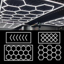 Hexagon LED Tube Ceiling Light for Auto Repair Workshops - 110V-240V Honeycomb Design