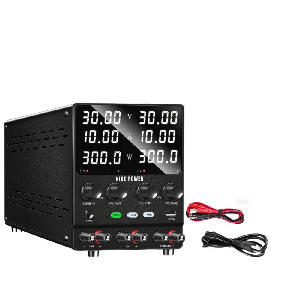 Versatile Dual Channel Dc Power Supply, 30V 10A, Adjustable & Regulated With Series, Parallel, And Independent Functions For 60V/120V Applications 7445014798766
