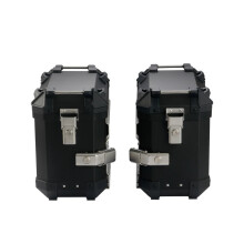 Universal 24L Black Aluminum Motorcycle Saddle Box Storage Trunk