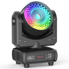 200W RGBW High Brightness Halo Strip Moving Head Light with 26 RGB Auxiliary Lights - DMX 512 Compatible for Parties, Weddings, Discos, and Nightclub