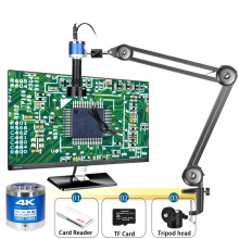 Zongmai 4K Full HD Industrial Microscope with C-Mount Digital Camera for PCB Welding & Mobile Phone Repair - Enhanced Stand Model