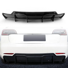 Tesla Model 3 Rear Diffuser & Spoiler Kit (2016-2023) - Glossy Black Bumper Lip & Splitter Cover