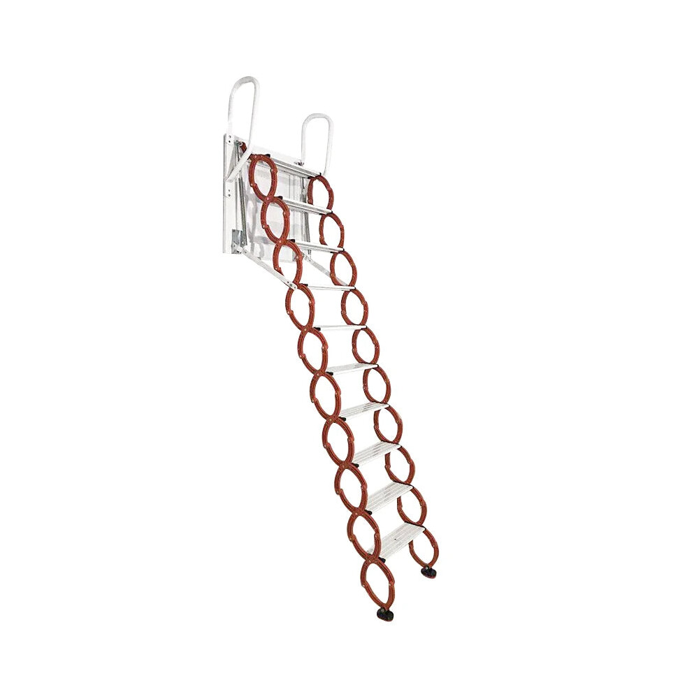 Intbuying Wall-Mounted Folding Loft Ladder - Space-Saving Attic Access In Vibrant Orange 313109594517