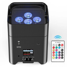 Yiflamefly 80W 6-in-1 RGBWA+UV Wireless Par Light with Built-in Battery & Charge Progress Bar for DJ, Disco, Wedding, Party