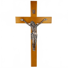 Handcrafted Solid Wood Jesus Cross Pendant - Authentic Catholic Relic for Church and Home Decor
