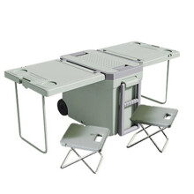 32L Portable Outdoor Kitchen Set: Folding Table, Chairs & Refrigerated Box for Camping & BBQ