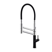Sleek Chrome Brass Kitchen Faucet - Single Handle, Hot & Cold Water, Pull-Out Mixer, Large Size