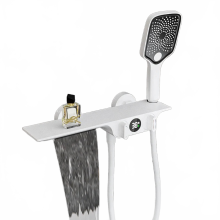 Matte Black Digital Display Bathtub & Shower Mixer Faucet Set - Single Handle, Hot & Cold Water Control