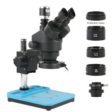 Trinocular Stereo Microscope Set with 7x-90x Simul Focal Zoom & 4K HDMI/USB-C Camera for PCB Soldering & Phone Repair
