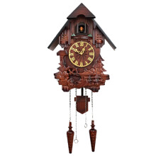 Elegant Wooden Pendulum Wall Clock with Cuckoo Bird - Perfect for Living Room & Corridor Decor, Accurate Time Reporting