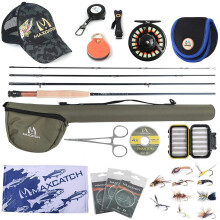 Amigo 9ft 5/7wt Fast Action Fly Fishing Rod Kit with Reel, Line, Hooks & Triangle Tube