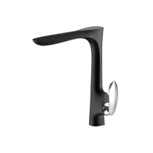 Sleek Chrome Brass Kitchen Faucet - Single Handle with Extended Spout Mixer Tap