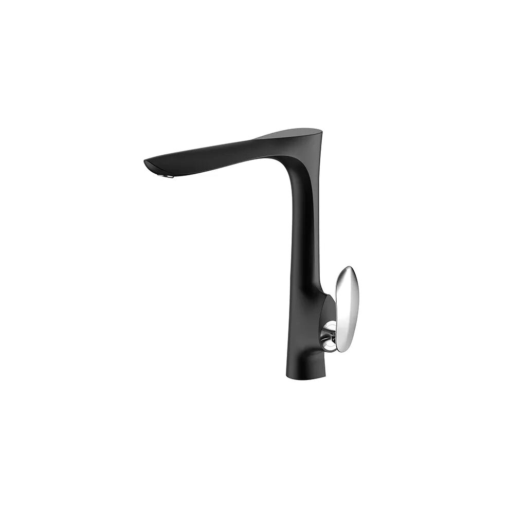 Sleek Chrome Brass Kitchen Faucet - Single Handle With Extended Spout Mixer Tap 313026659641