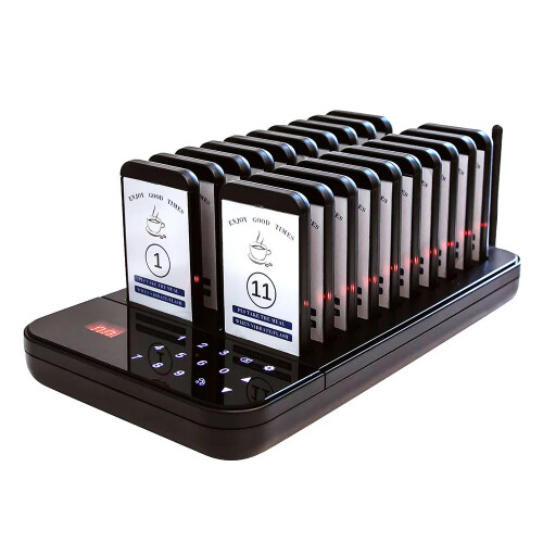 Efficient Wireless Restaurant Pager System - 20-Pager Queue & Waiter Calling Solution for Coffee Shops, Dessert Bars, and Food Trucks